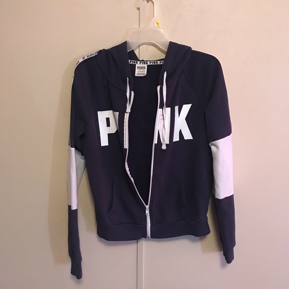 Victoria’s Secret PINK Navy Blue Zip Up Hoodie - Picture 2 of 5